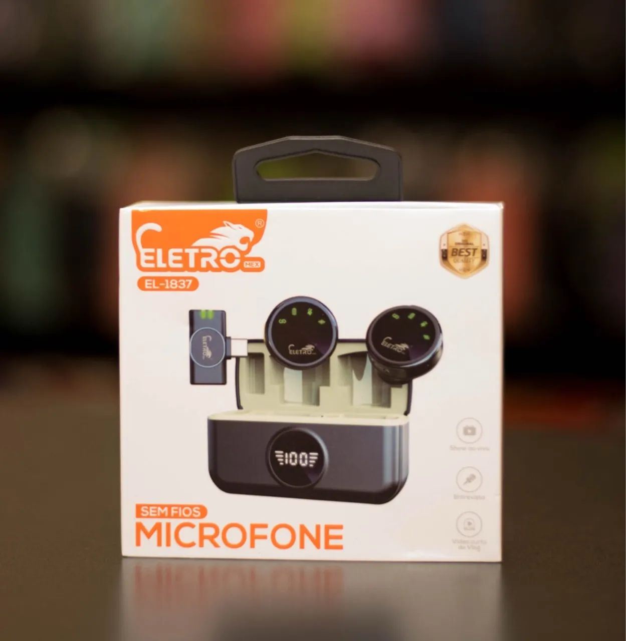 Microfone Lapela Sem Fio Com Digital Com 2 Microfones EL-1837