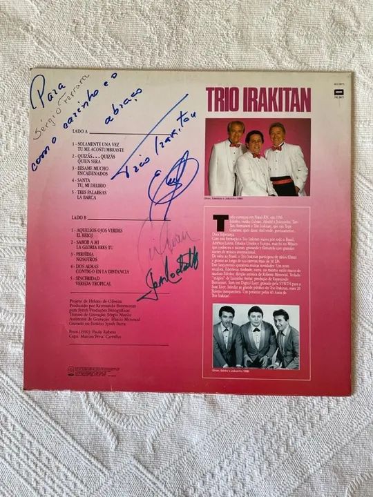 Disco de vinil - Trio Irakitan - 20 Boleros Inesquecíveis (autografado)