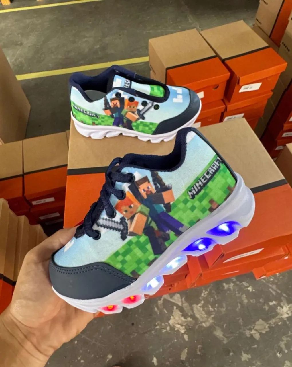 Tênis Infantil Minecraft com Luz LED Conforto e Diversão