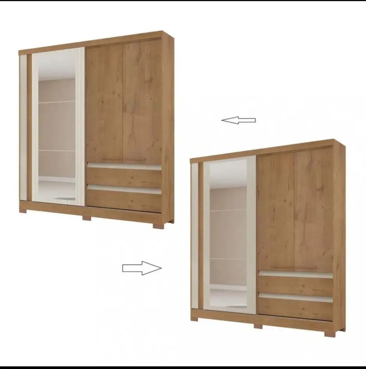 Guarda-Roupa Moderno com Espelho - Amadeirado - Foto 4