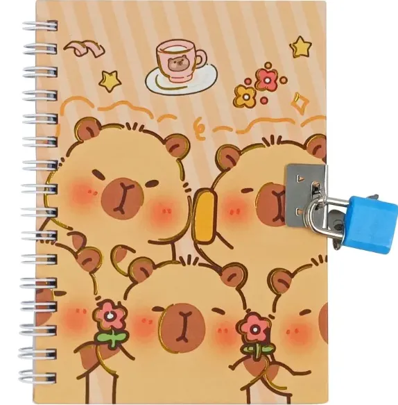 Diário Bloco de Anotação Capivara C/ Cadeado 14x10cm em Papel Interponte