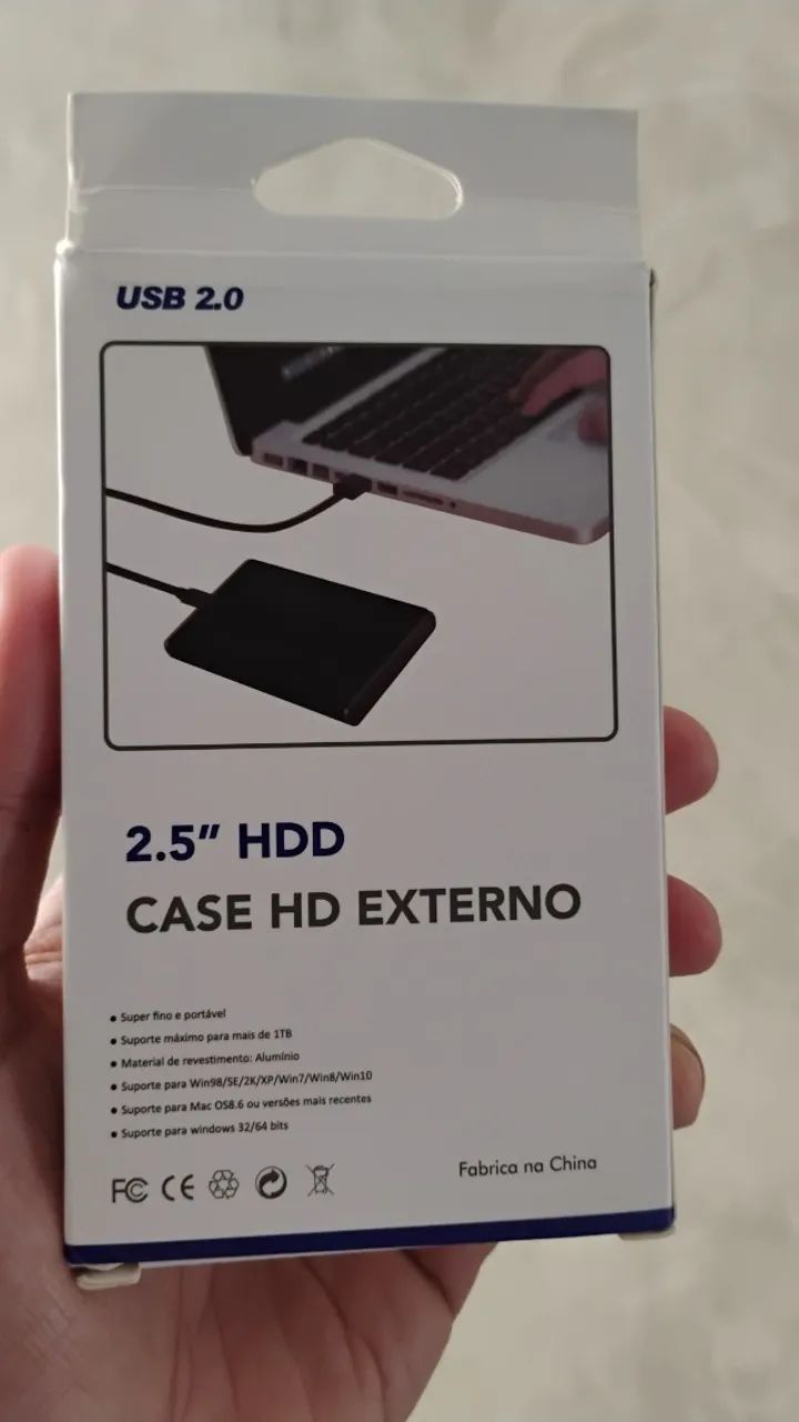 Case Externa SSD + Capa de Couro / HD SATA 2,5" Notebook USB 2.0 - Preto - Alumínio - Nova - Foto 3