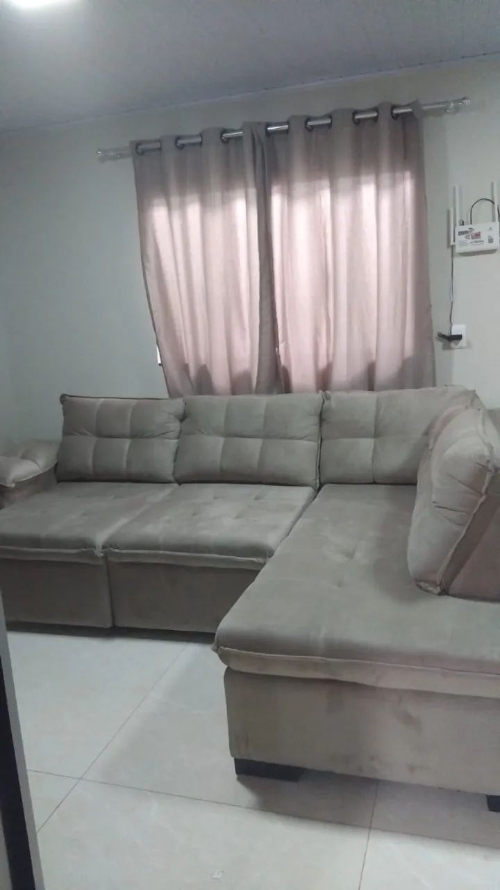 Sofá de Canto com 2 assentos retrátil cor Bege - Foto 2