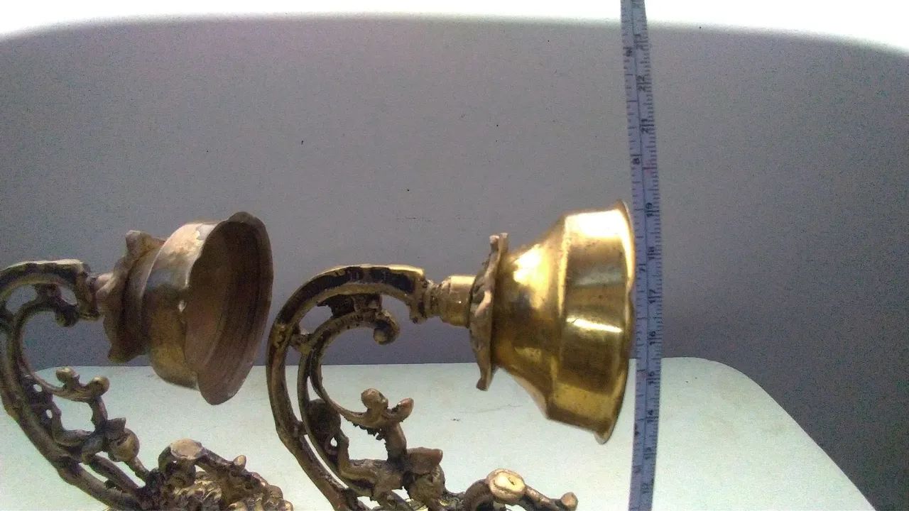 Base  arandelas  metal fundido antigas  - Foto 6