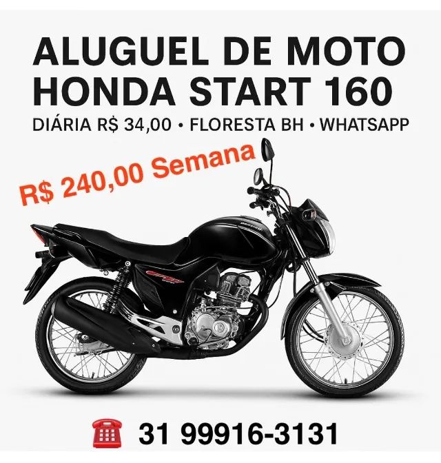 Aluguel Moto R$ 240,00 Semana START 160 - Econômica  - BH Floresta - Foto 2