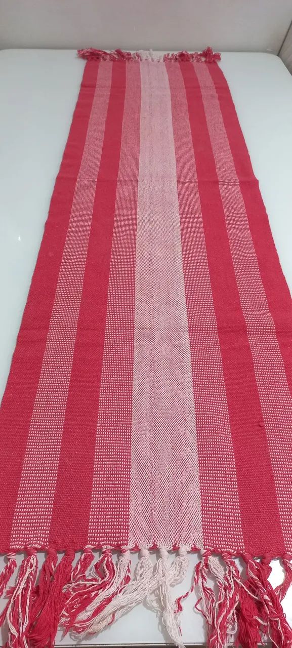 Caminho de Mesa Listrado em Algodão com Franjas - Foto 3