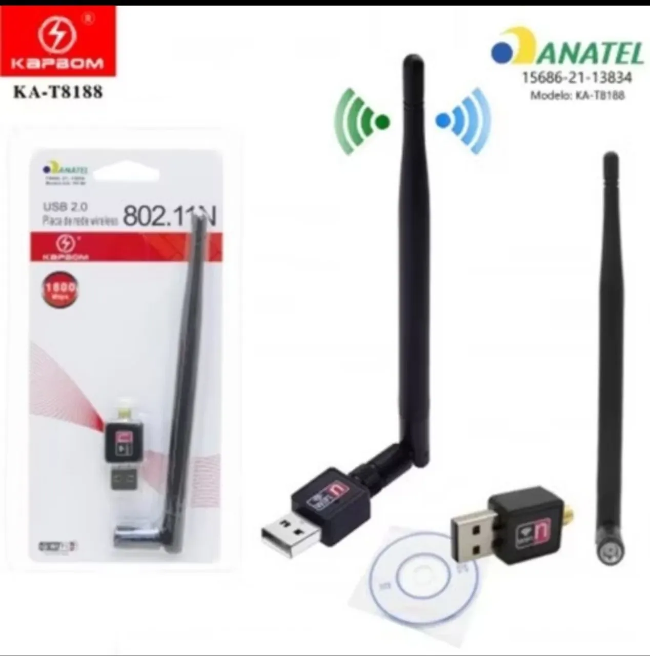 Antena Wi-Fi USB 1800Mbps.