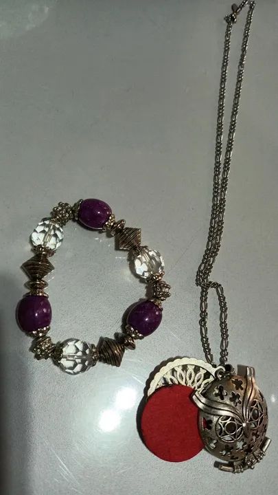 Colar aço com coruja difusor/aromaterapia+pulseira - Foto 2