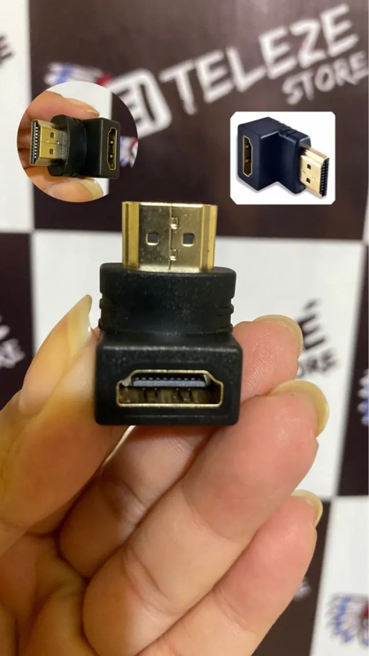 Adaptador HDMI Fêmea para macho 90 Graus - Adaptador Angulado