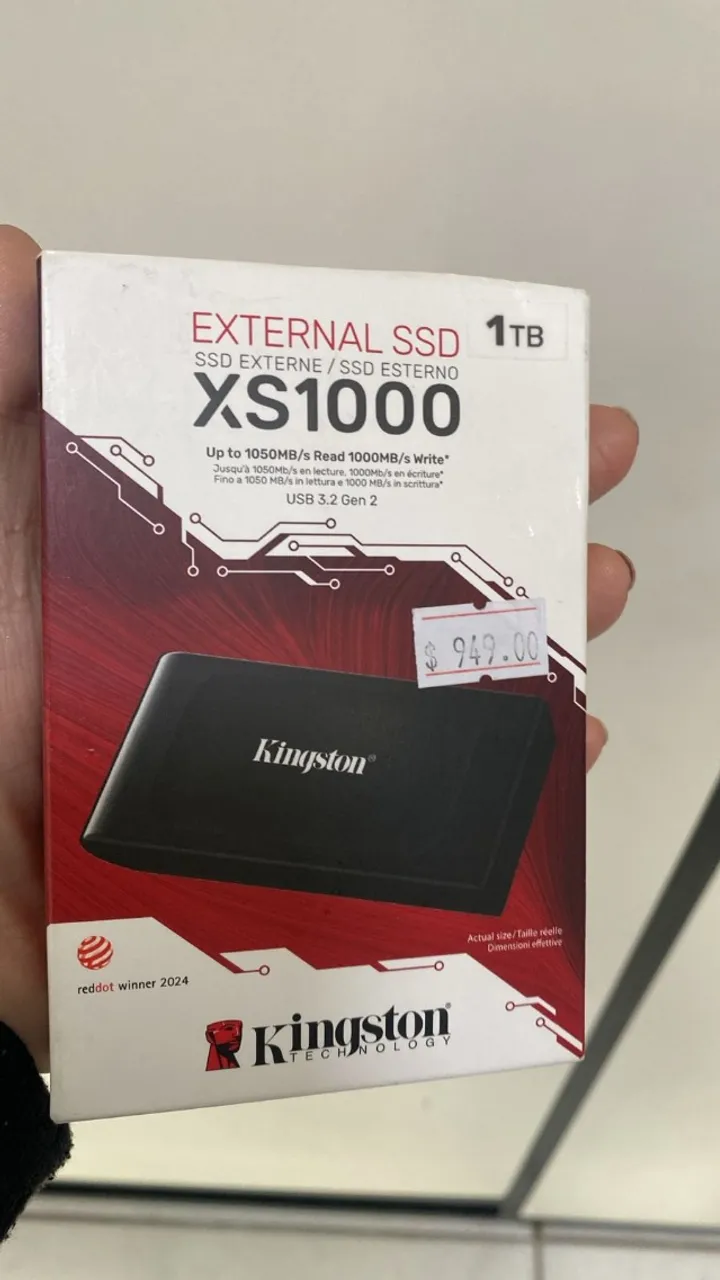 SSD Externo 1TB Type C 3.2 Kingston XS1000 Leitura 1050MB/s Gravação 1000MB/s Loja Coimbra