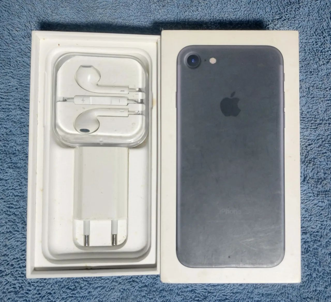 Caixa completa iPhone 7, 7g BLACK, A1778 + Fone Ouvido + Carregador novo + chave chip + ad - Foto 3