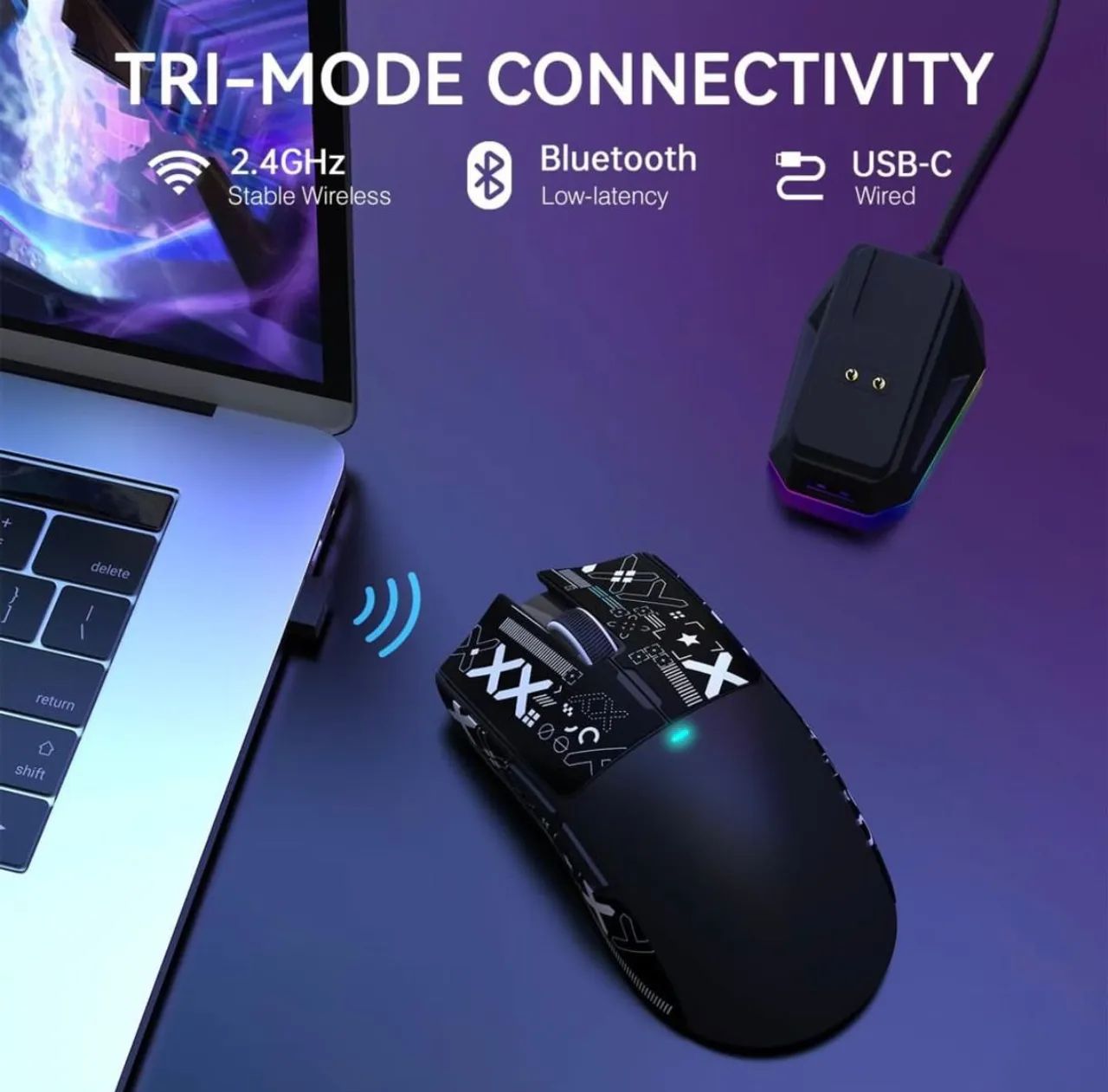 Mouse Gamer Attack Shark X11 com dock de Carregamento Novo Lacrado - Foto 3