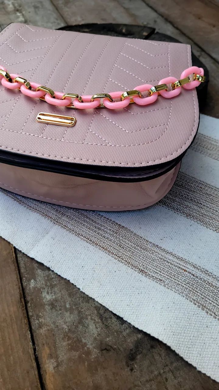 PROMOÇÃO Bolsa rosa com alça longa e alça de mão removível - Foto 2