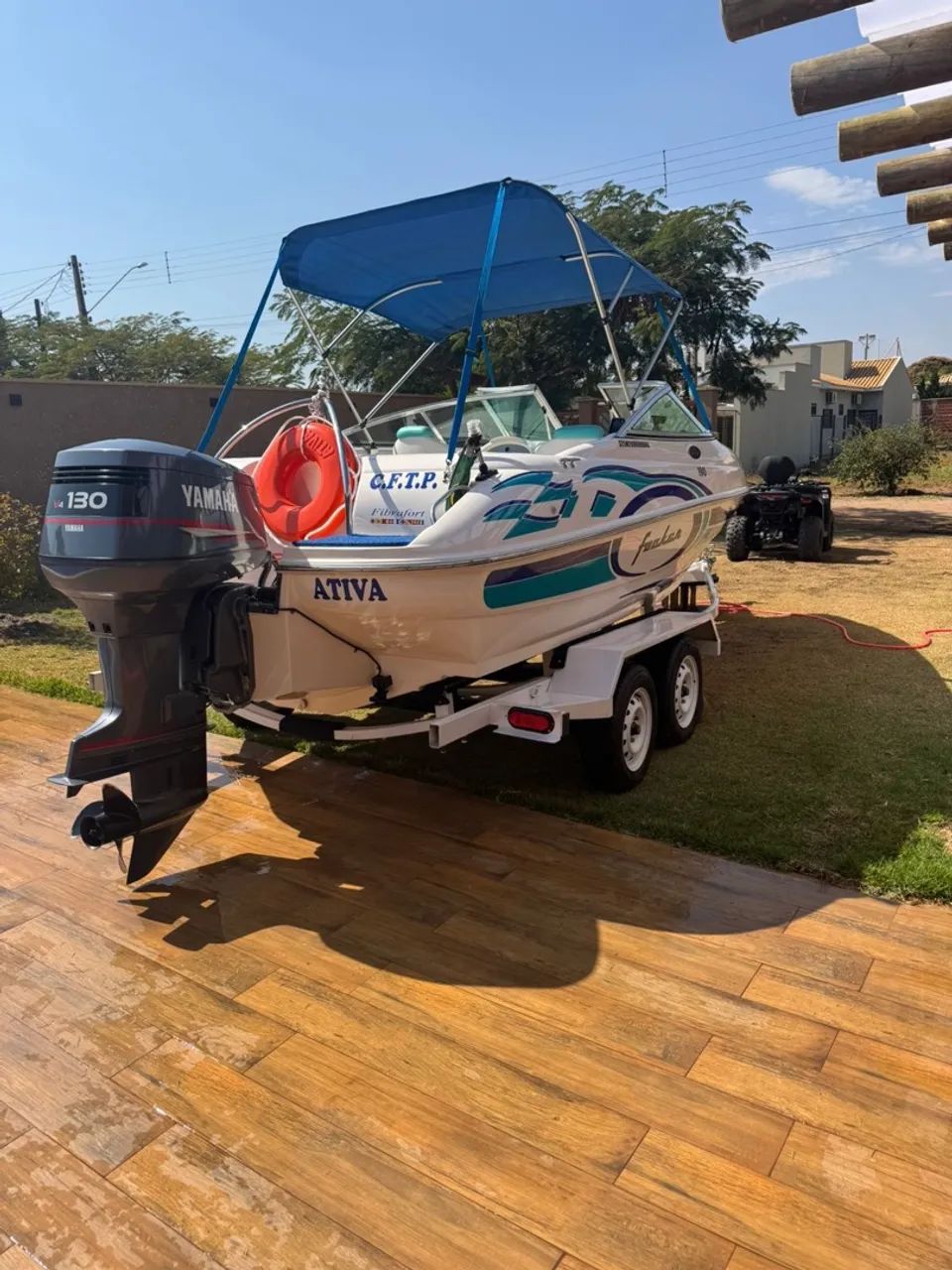 Lancha 19 pés Focker 190 style  80 horas motor yamaha 130 HP ano 2005  revisada tudo ok - Foto 2