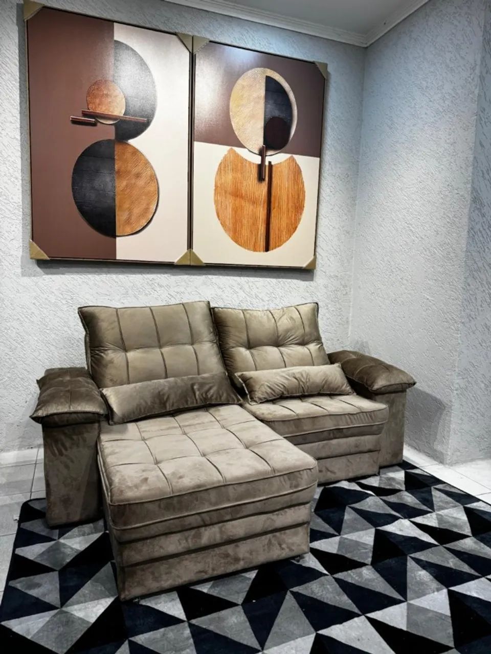 sofa retratil novo 3 lugares bege