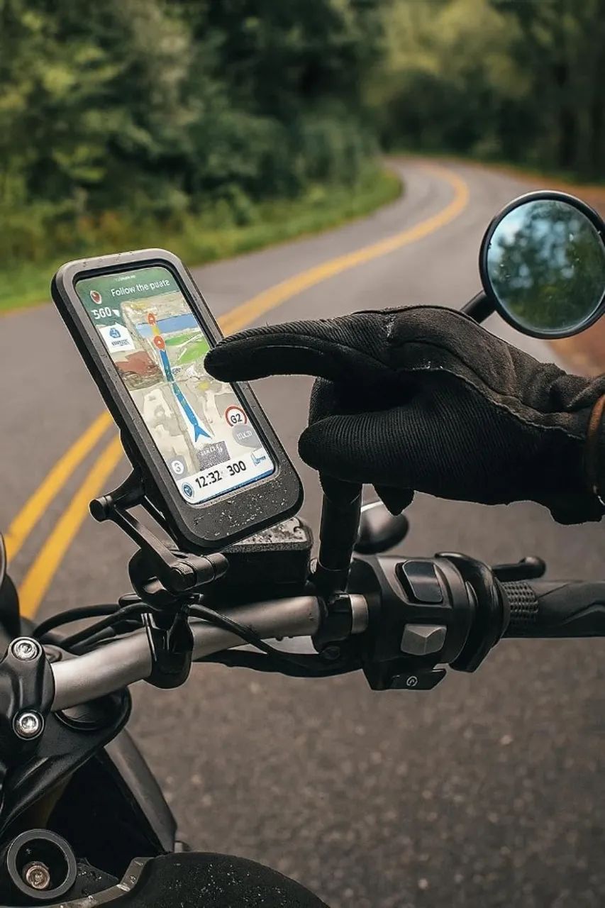 Suporte Celular Moto Bike Bicicleta Guidão Prova D'água Universal  Antiqueda Antifurto - Foto 4