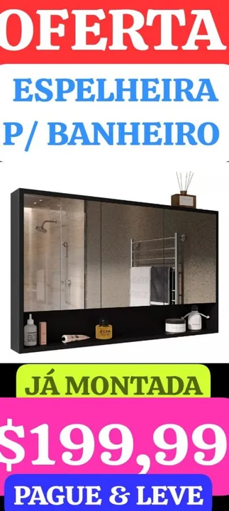 Espelheira para Banheiro - Já Montada!