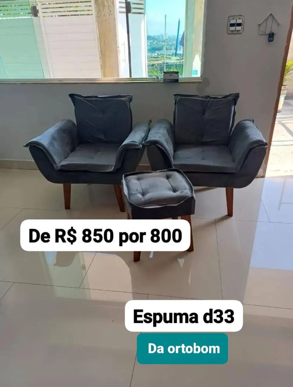 Kit Poltronas D33 Ortobom + Puff - Foto 3