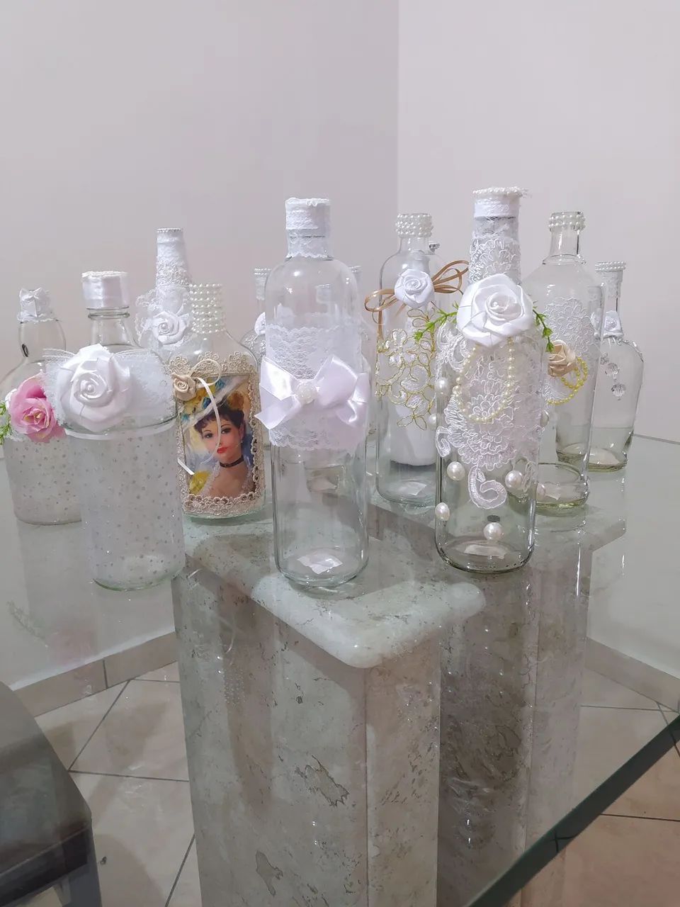 Garrafas Decoradas centro de mesa para festa 15 pcs