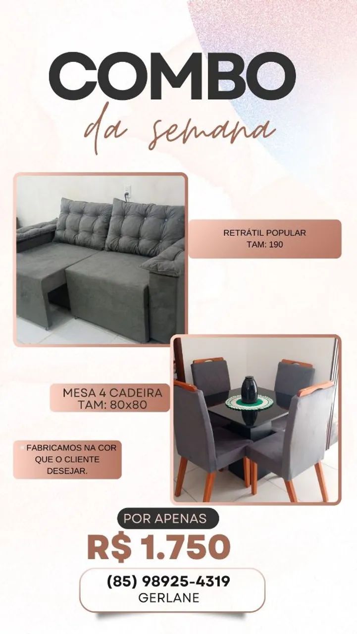 COMBO SOFÁ + MESA APARTIR R$ 1.500 - Foto 3