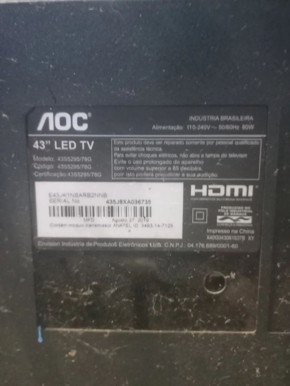 TV Smart AOC 43 com tela quebrada (impacto) - Foto 3