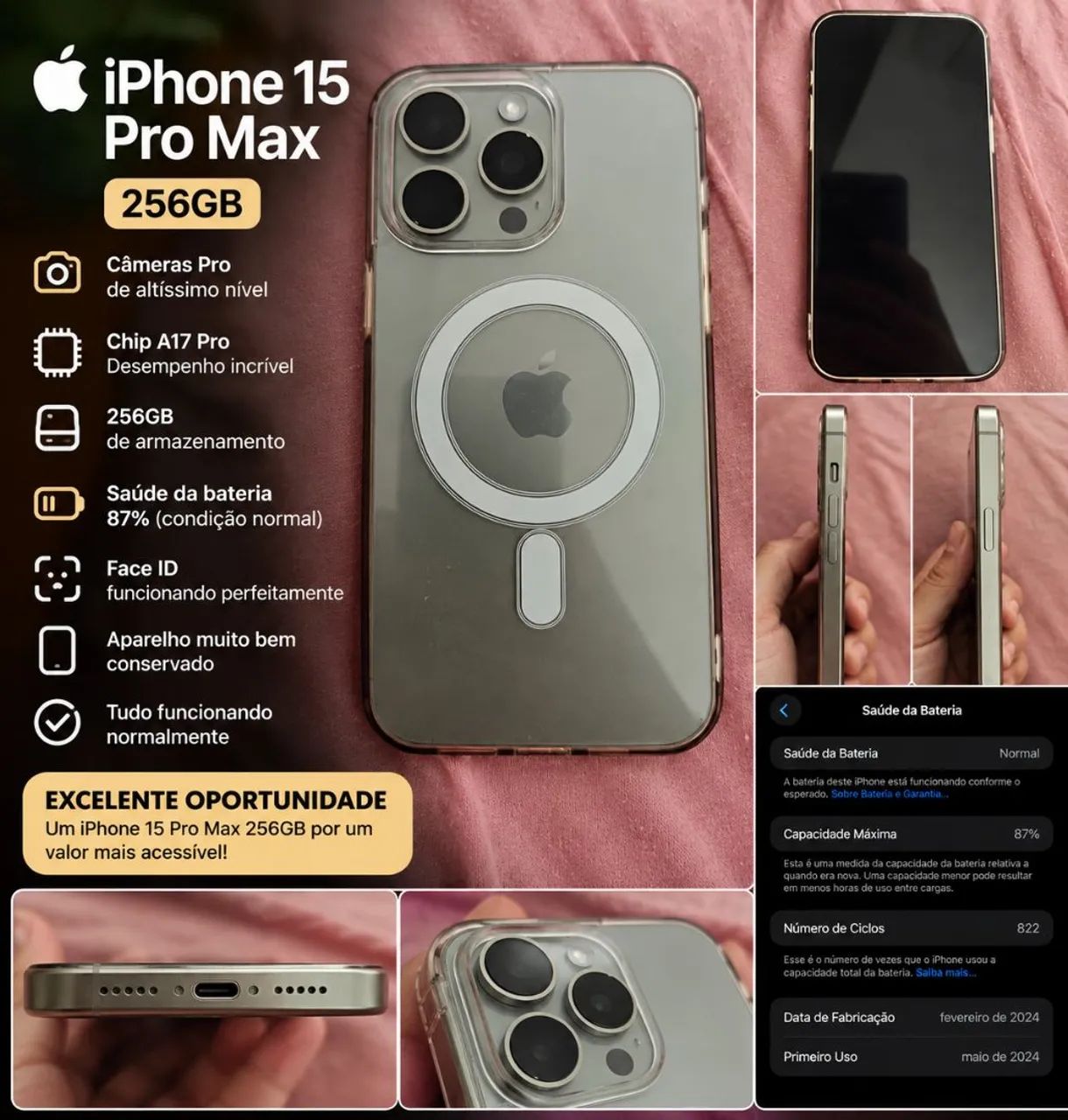 IPHONE 15 PRO MAX 256GB ? - Celulares e Smartphones - Porto Canoa