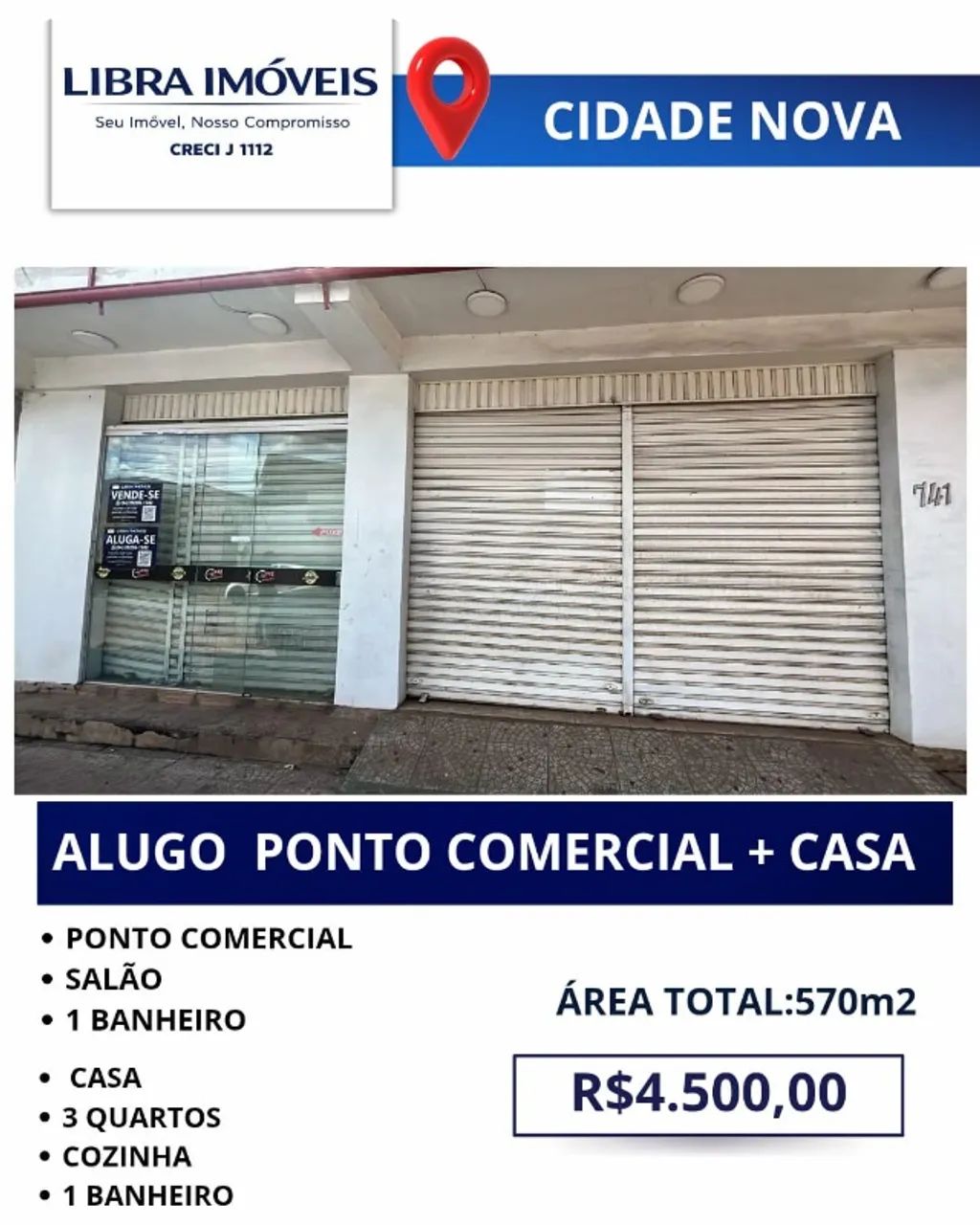 IMOBILIÁRIA LIBRA IMÓVEIS ALUGA PONTO COMERCIAL + CASA 