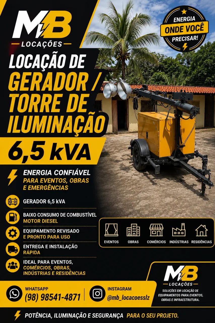 Aluguel de Gerador 6.5 kVA