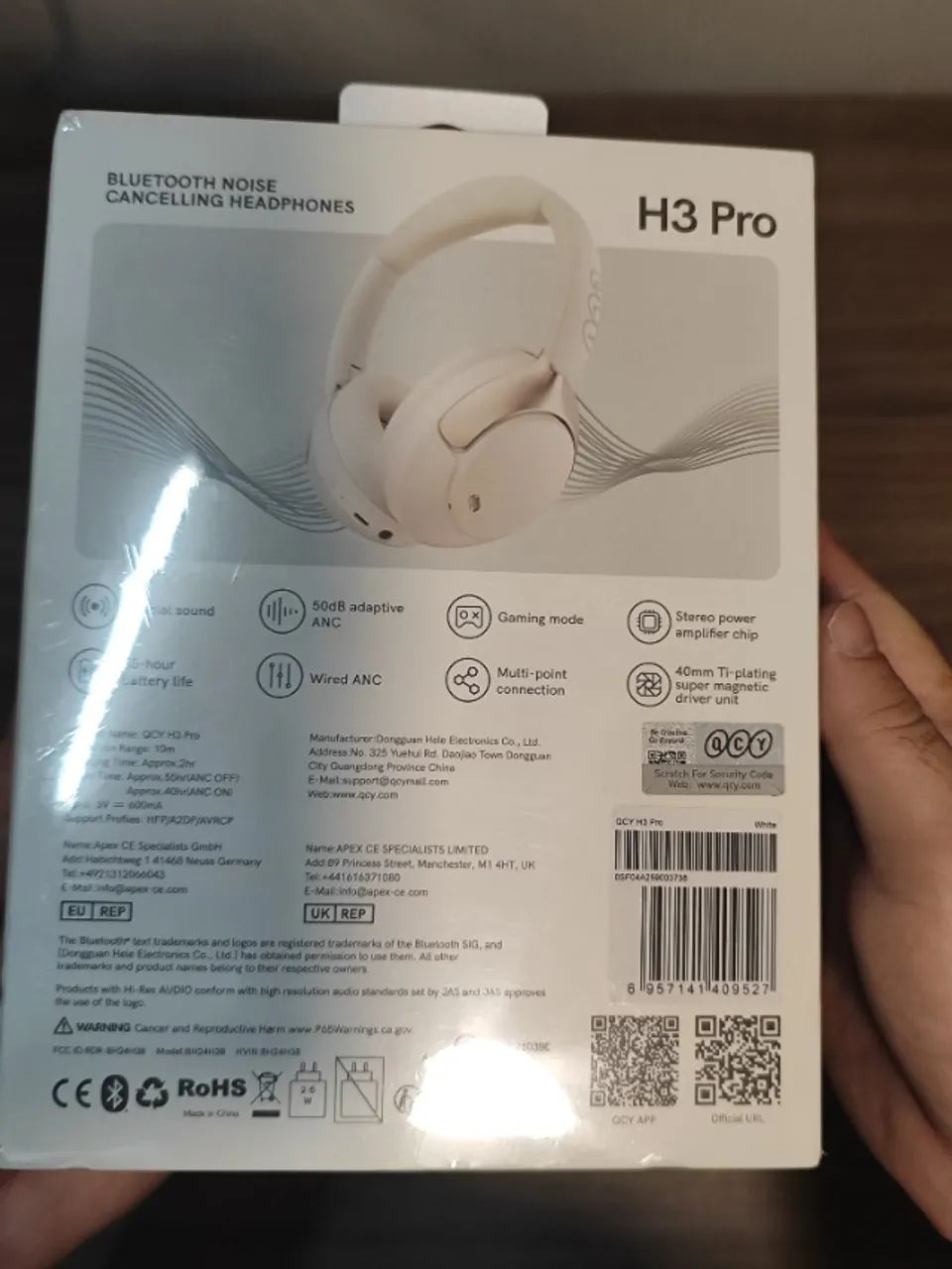 Fone Headset QCY H3 PRO Branco Bluetooth e com cancelamento de ruído -50 ANC - Foto 5