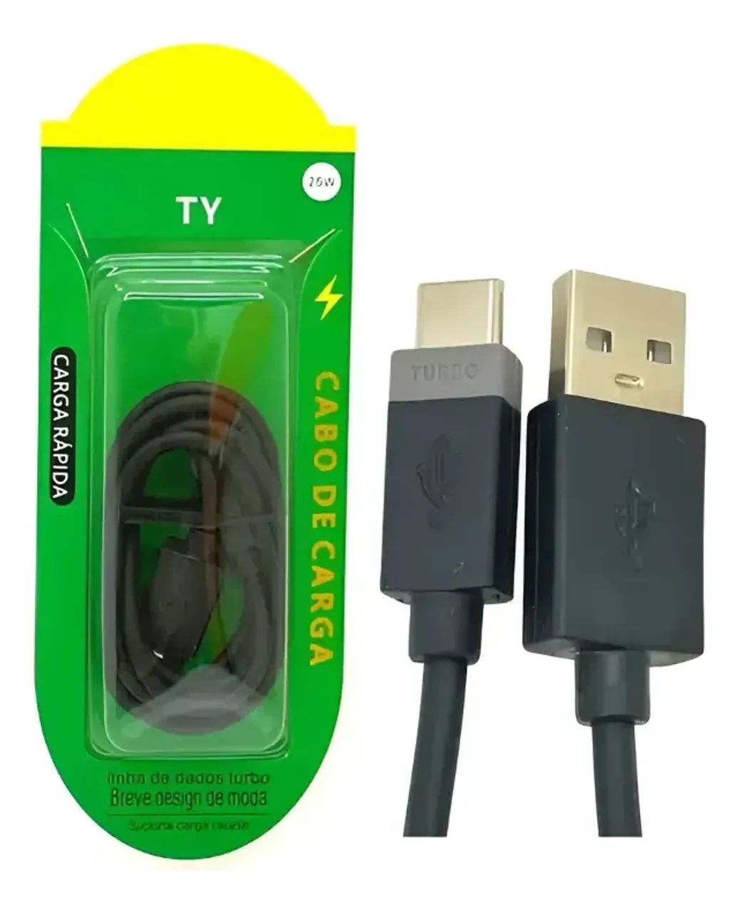 CABO DE CELULAR TURBO DE CARTELA VERDE TYPE - C 25W
