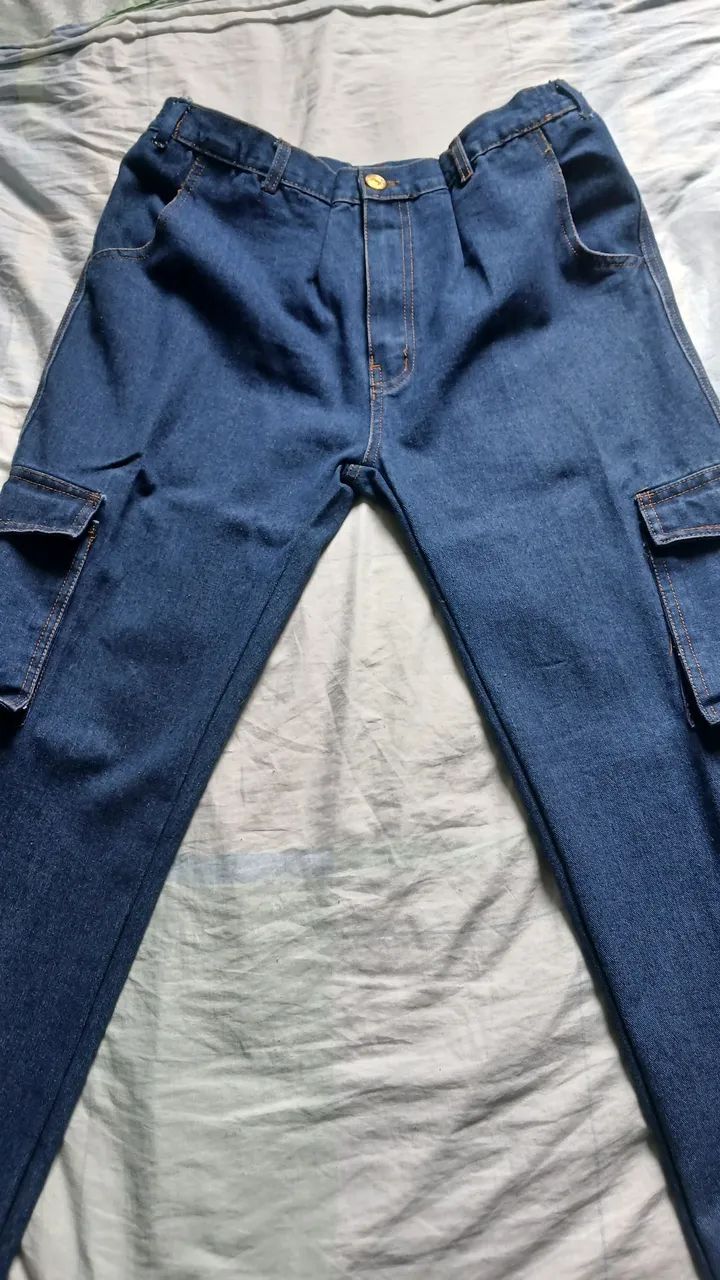 Calça jeans cargo 44  - Foto 3