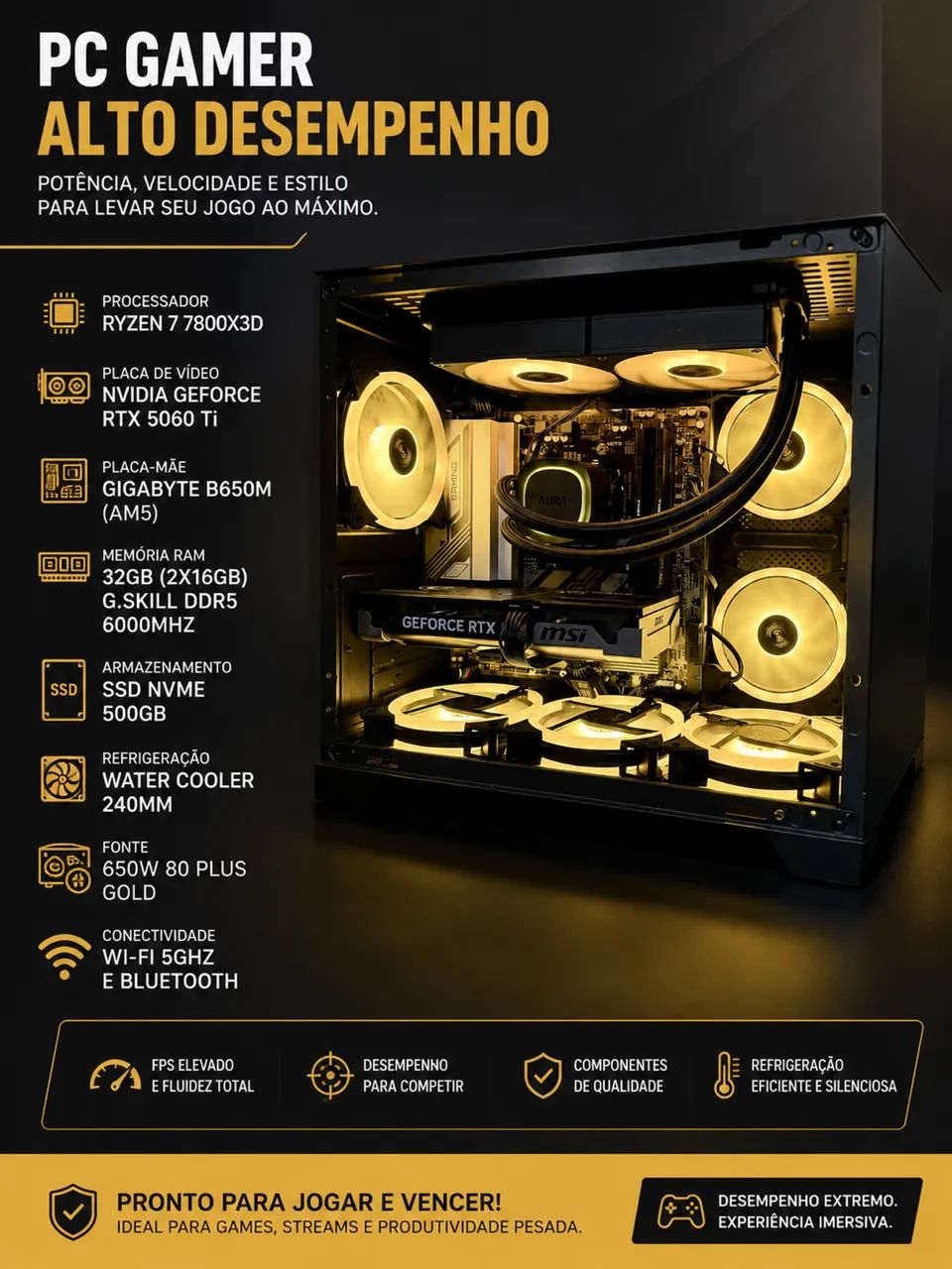 Pc Gamer 7800X3D + 5060 TI 