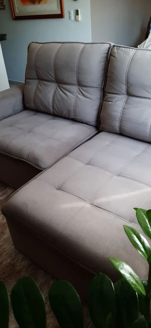 Sofá retrátil e reclinável tecido suede - Foto 4