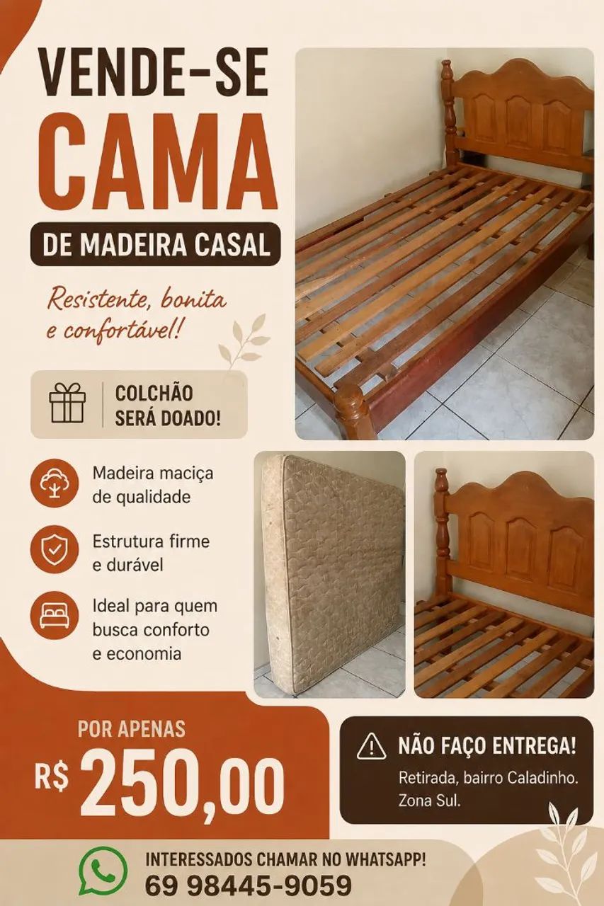 Cama de casal /madeira 