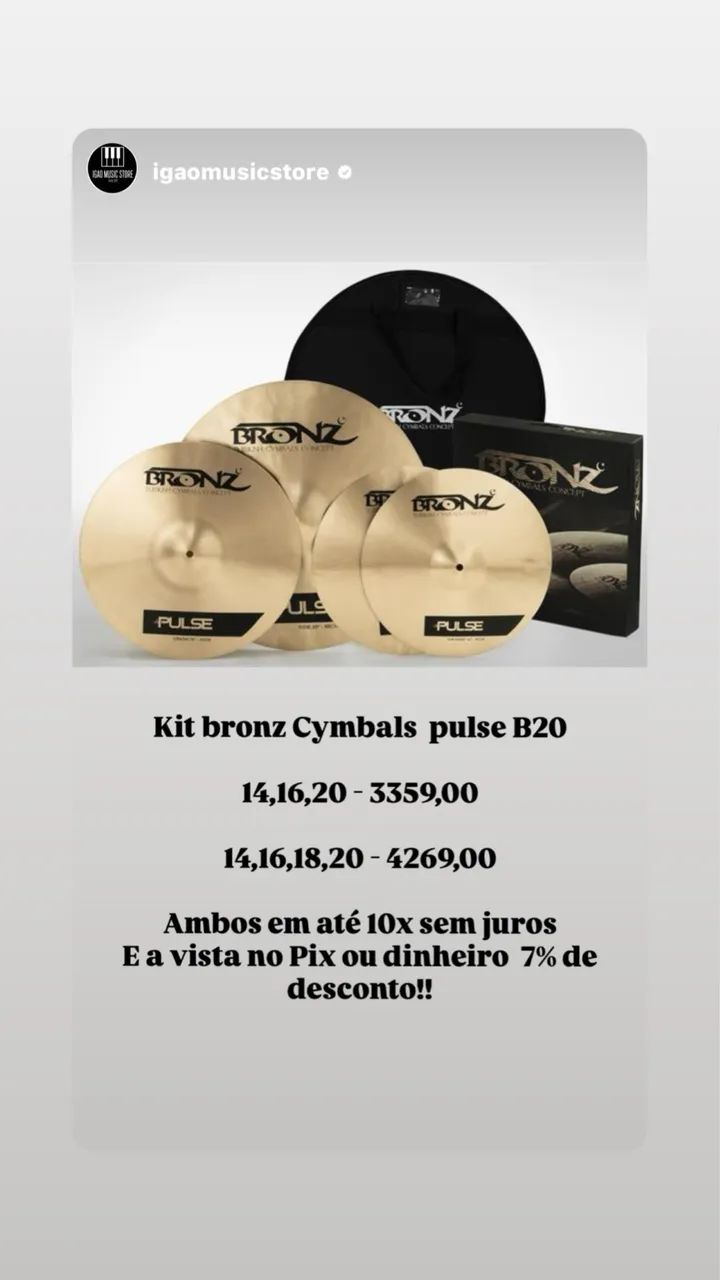 Pratos Bronz Cymbals - Instrumentos musicais - São Joaquim de