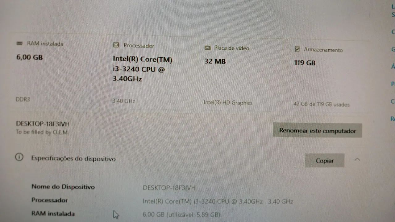 PC gamer I3 de 3a geração com SSD  - Foto 5