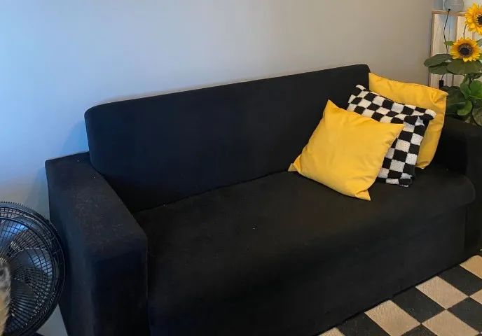 Sofá 3 lugares zoy suede preto