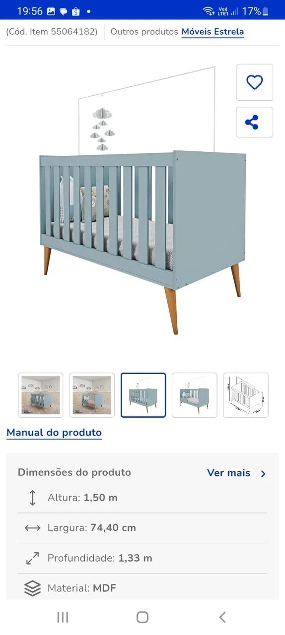 Berço Novo, nunca usado. Na caixa da loja 