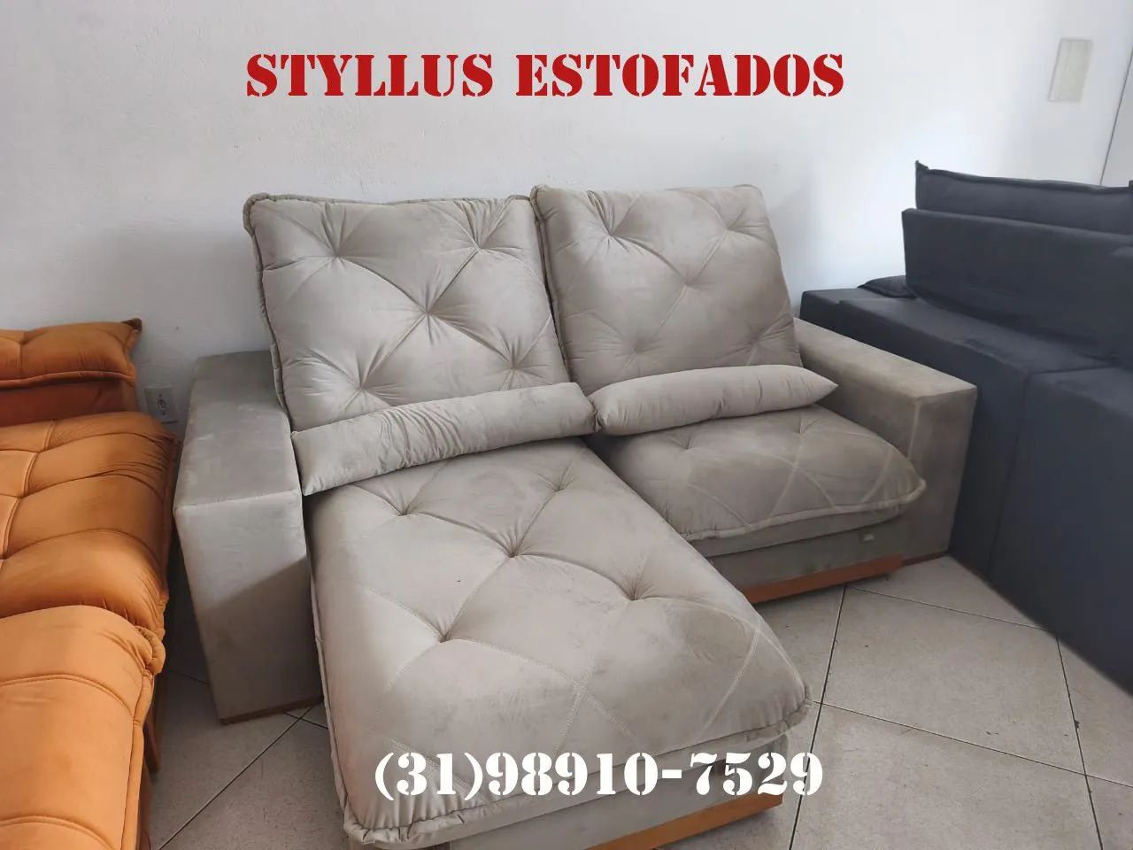 Sofá retrátil de luxo com molas ensacadas 