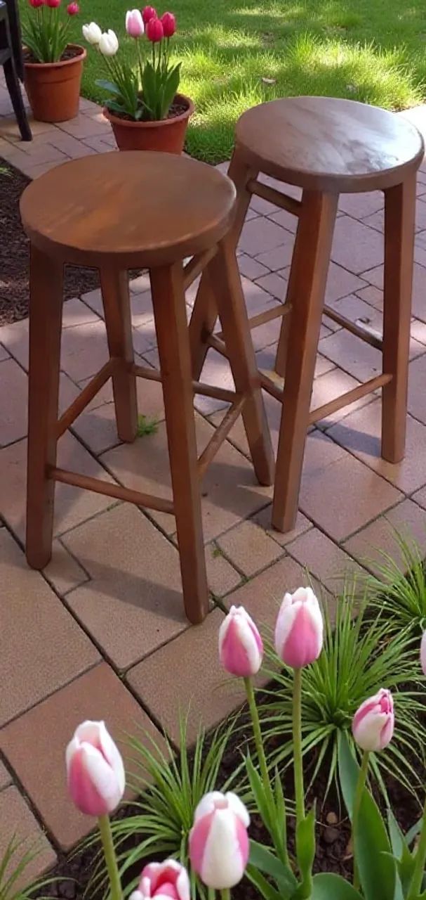 Decore seu ambiente com bancos altos, sem encosto, novos, de madeira maciça eucalipto.  - Foto 3
