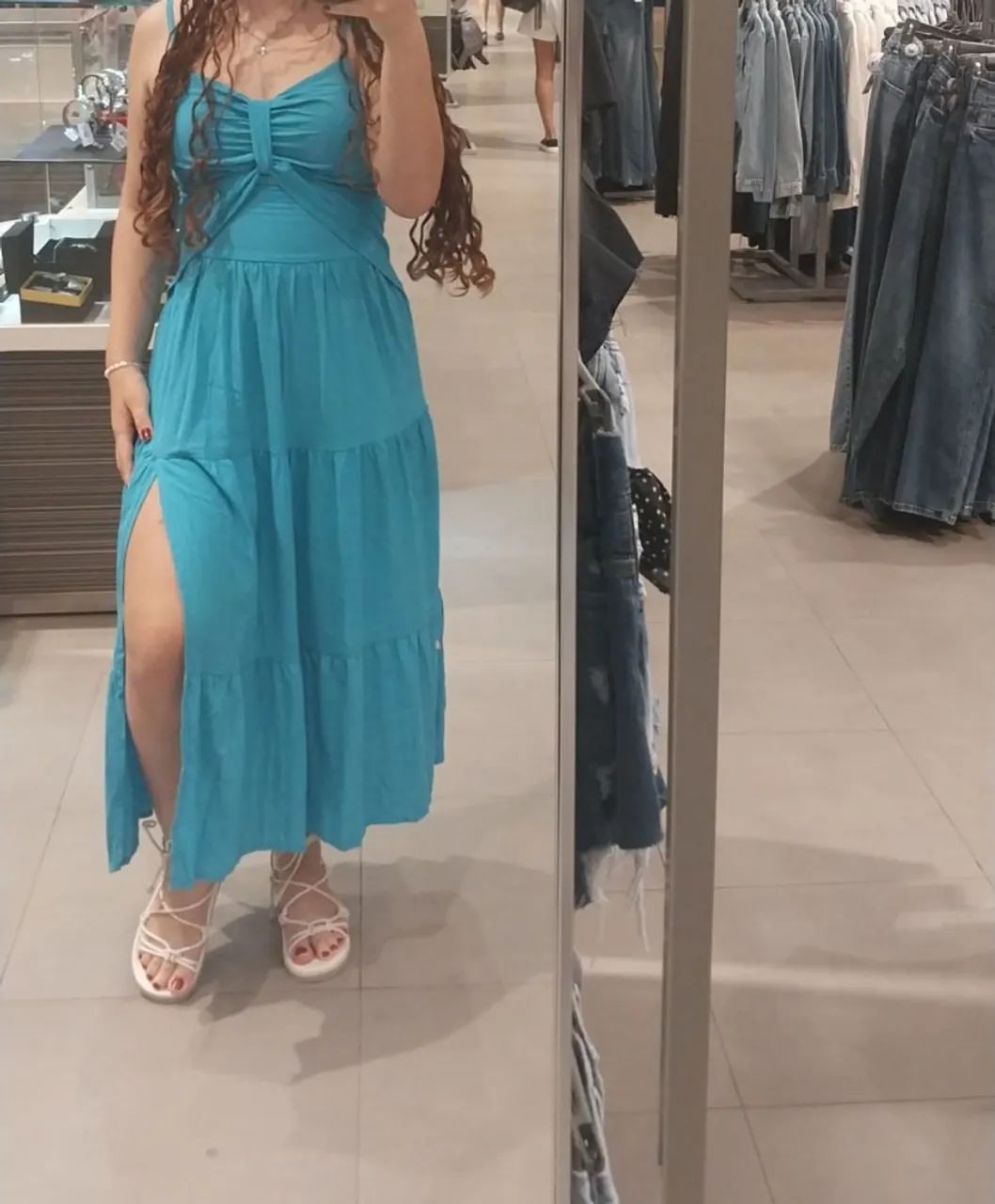 Vende-se vestido longo azul - Foto 3