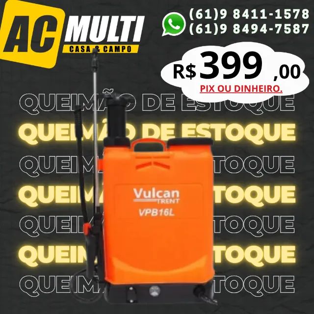 PULVERIZADOR A BATERIA 12 AMPERES 16 LITROS COR LARANJA VPB16L8A VULCAN TRENT