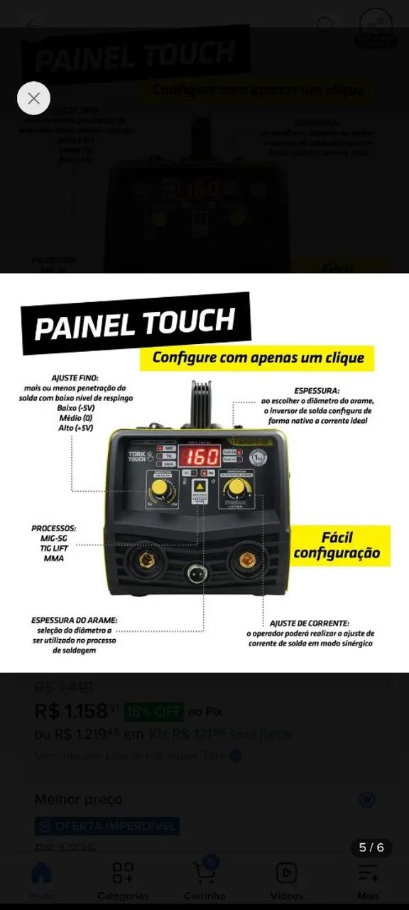 Máquina de solda Tork kab 150a - Foto 4