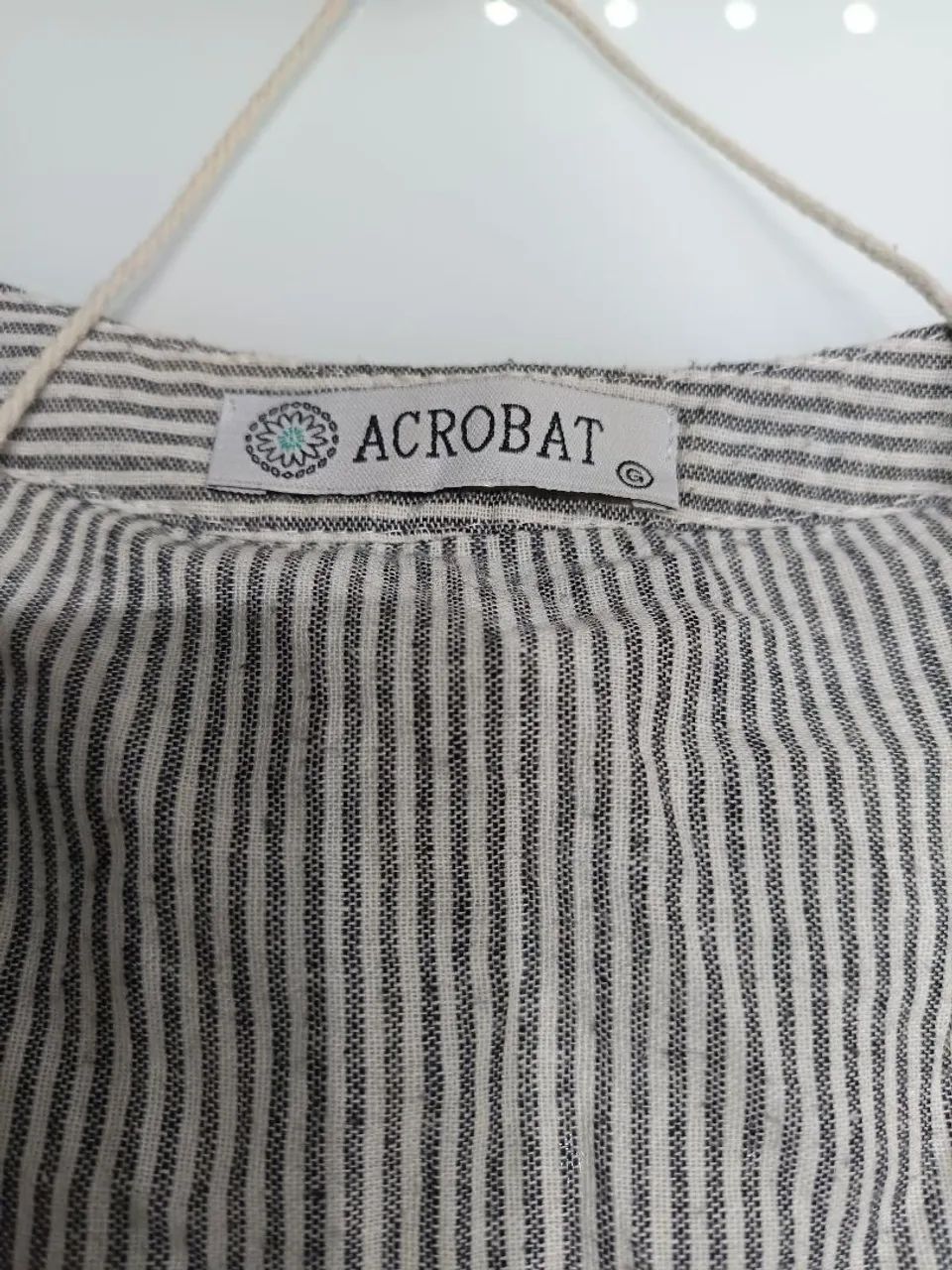 Bata Blusa Listrada Boho Chic Linho/Algodão Detalhe Renda - Foto 4