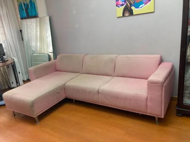 Sofa rosa 3 lugares com chaise - Westwing - Foto 2