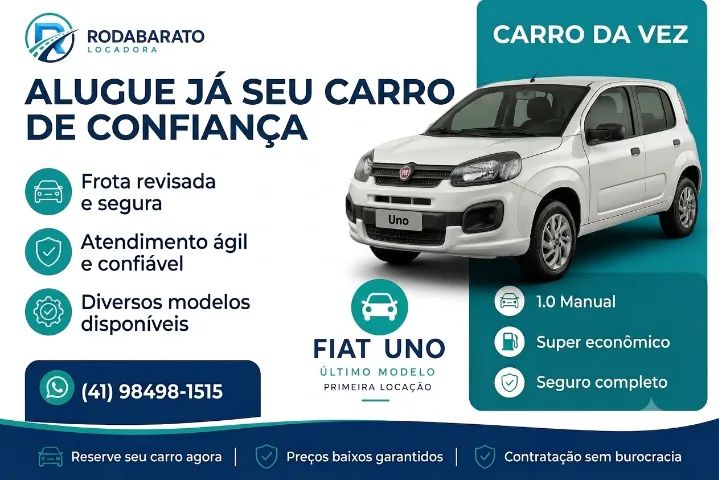 Aluguel Hatch Flex para Uber e 99 - Sem Caução e Sem Cartão de Crédito