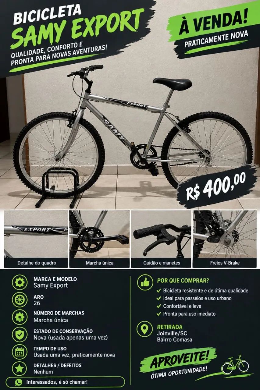 Bicicleta samy Export. Aro 26. Praticamente nova