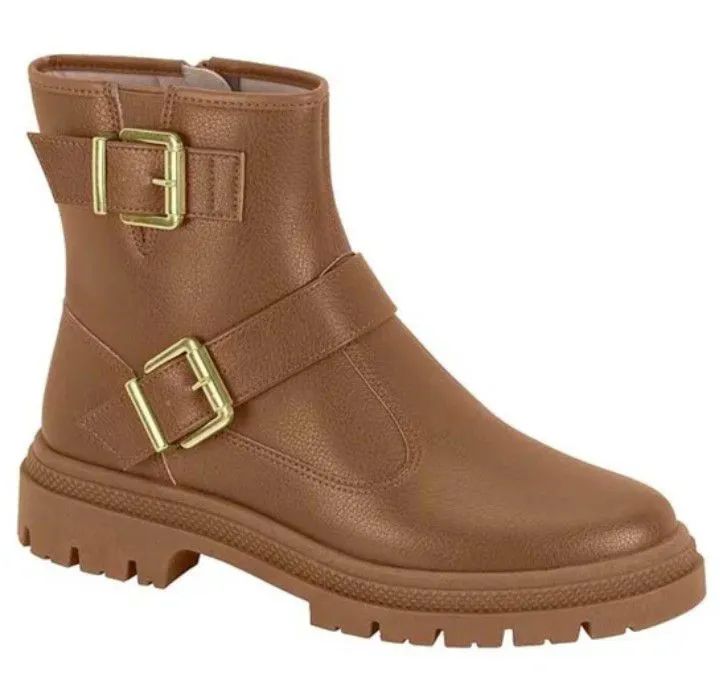 Bota Feminina Biker Napa Caramelo Moleca - Foto 5