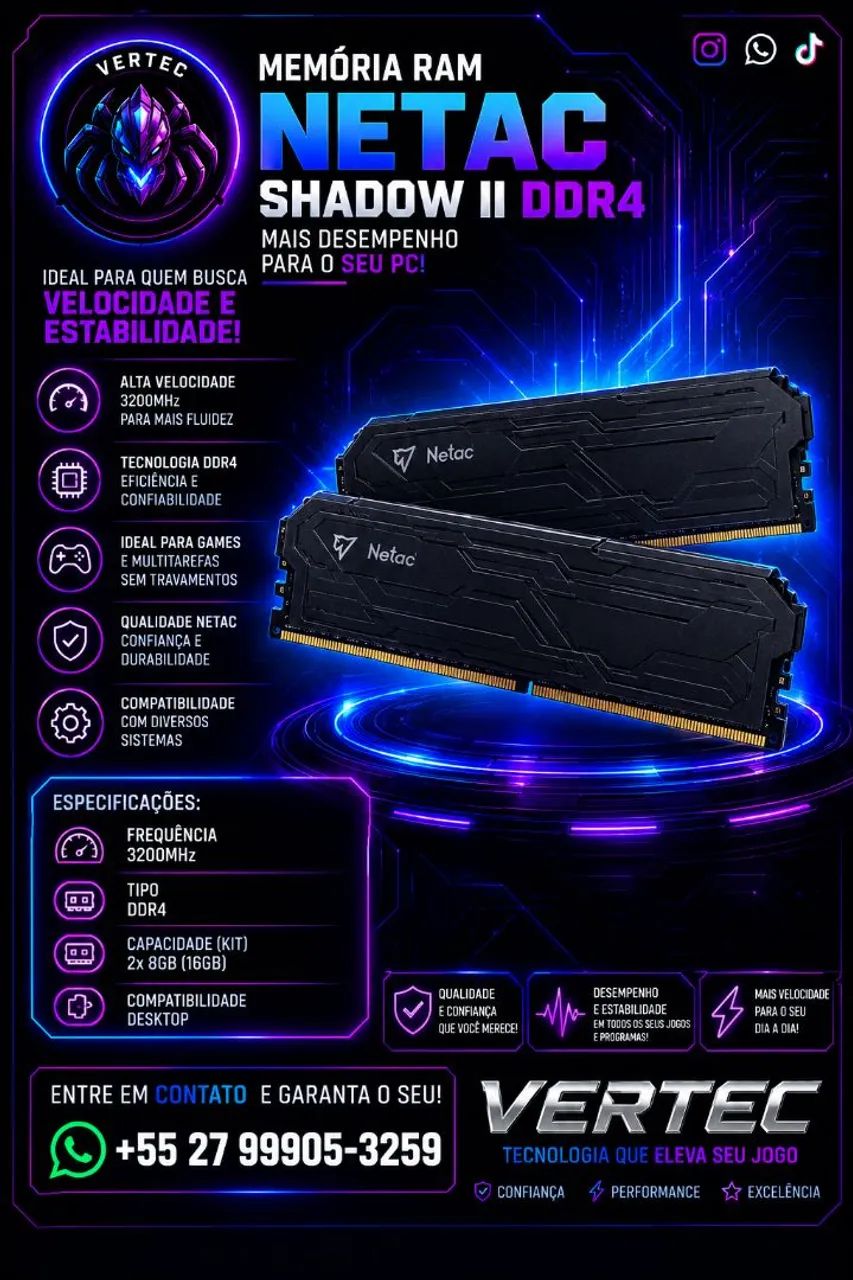 Memória ram NETAC 2x8GB 