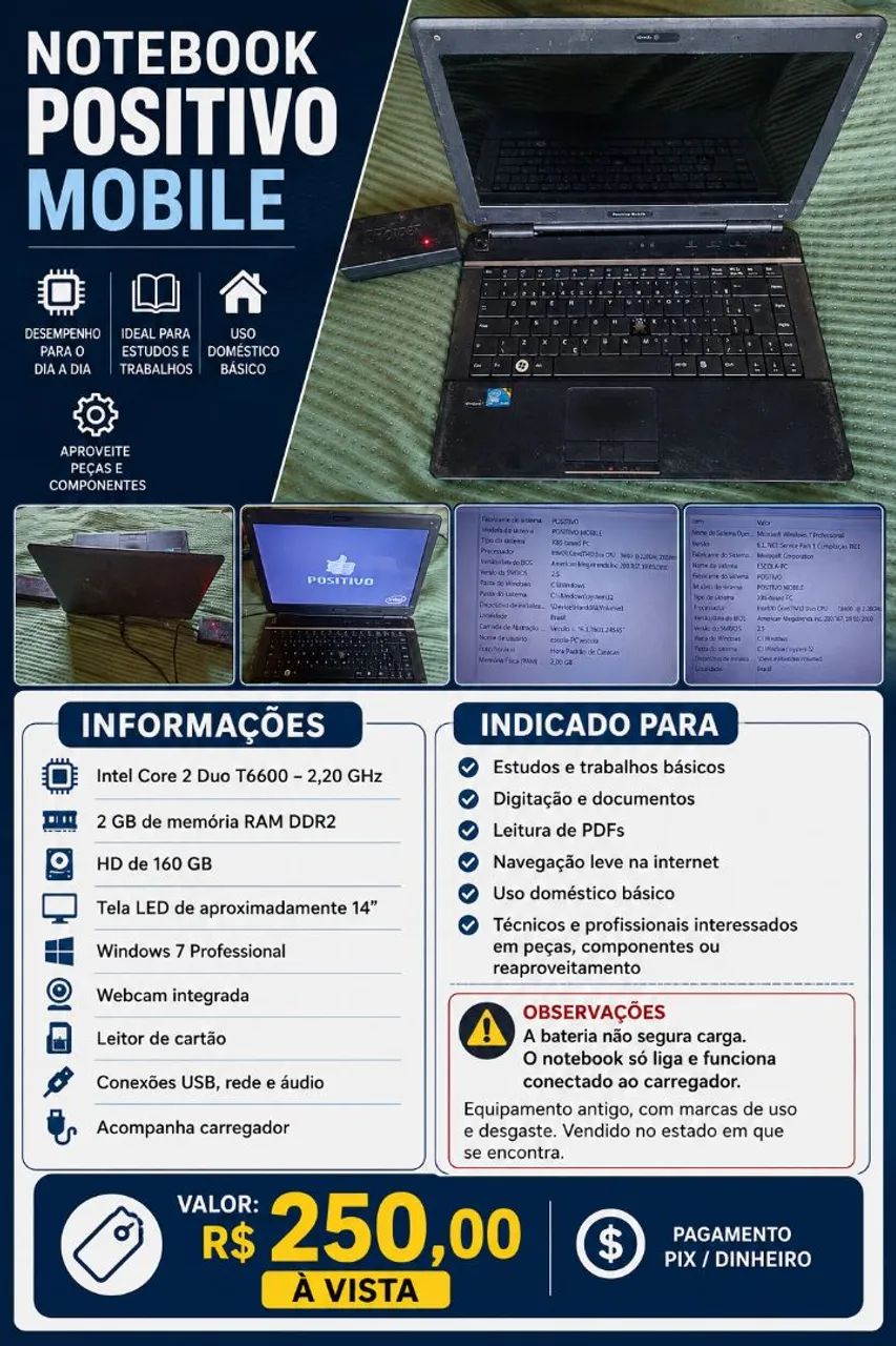 VENDO NOTEBOOK POSITIVO MOBILE